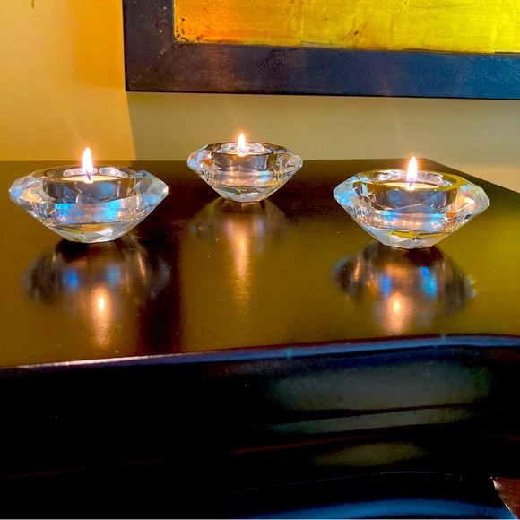 Other - NWOT Set of 3 Crystal Glass Tea-light Holder.